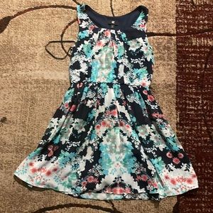 Floral iZ blue floral sleeveless short Dress women l Size M